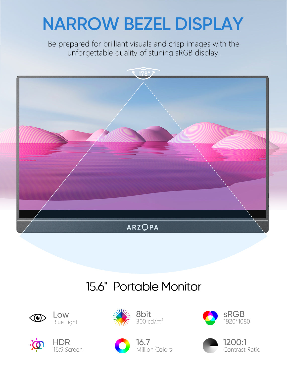 Arzopa A1 Monitor Portátil - 15.6” FHD 1080P para Laptop, IPS, 60Hz ...