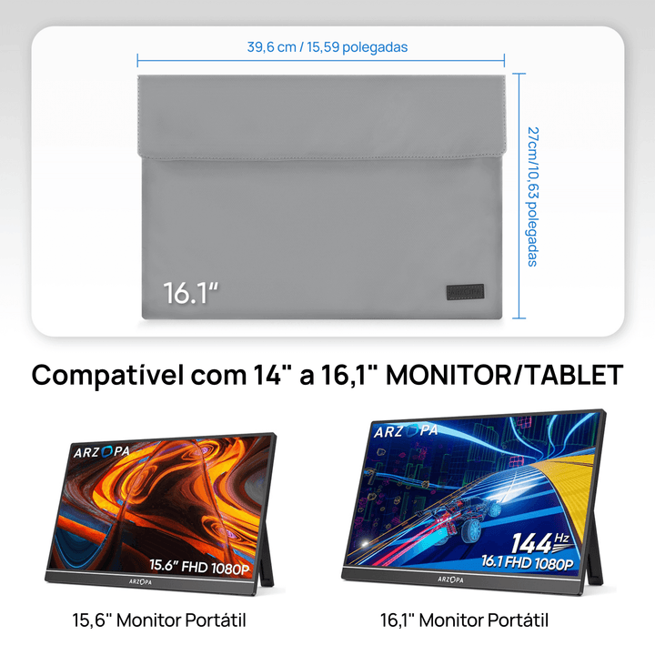 Arzopa 16,1'' Bolsa para Monitor Portátil - ARZOPA/BR