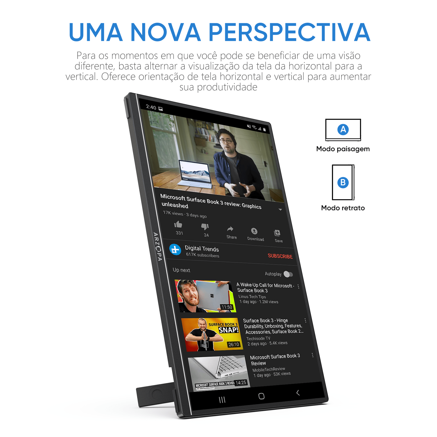 Arzopa A1S | Monitor Portátil 14” Full HD, Ultrafino e Leve – ARZOPA/BR