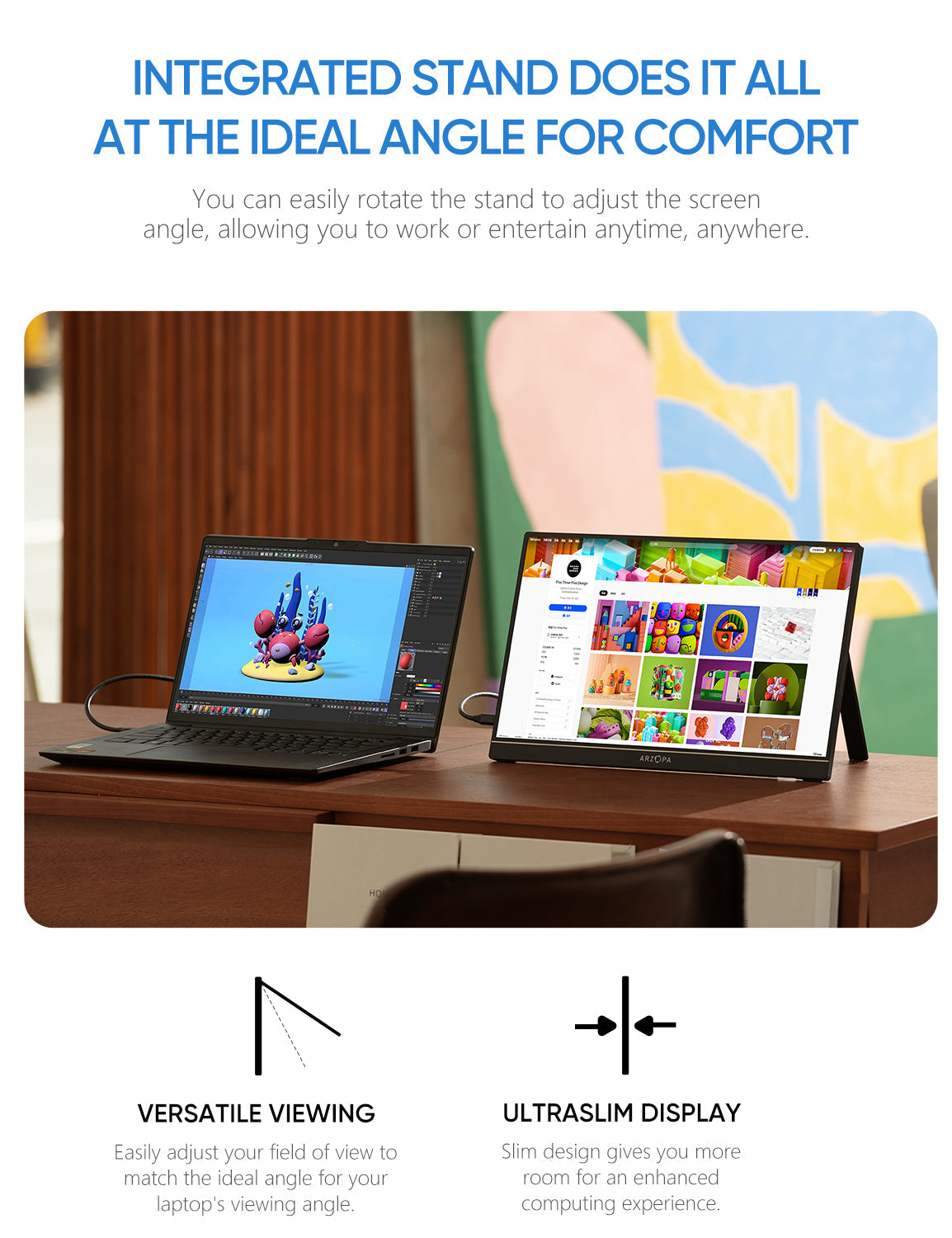 Arzopa A1 Monitor Portátil - 15.6” FHD 1080P para Laptop, IPS, 60Hz ...