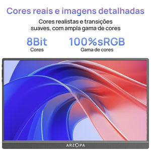 Arzopa A1M 17,3'' Ultrafino Monitor Portátil - 1080P FHD, IPS Tela Extendida - ARZOPA/BR
