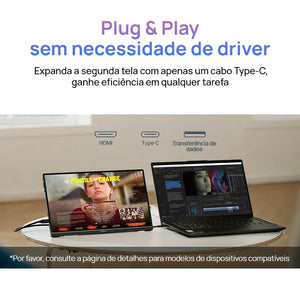 Arzopa A1M 17,3'' Ultrafino Monitor Portátil - 1080P FHD, IPS Tela Extendida - ARZOPA/BR