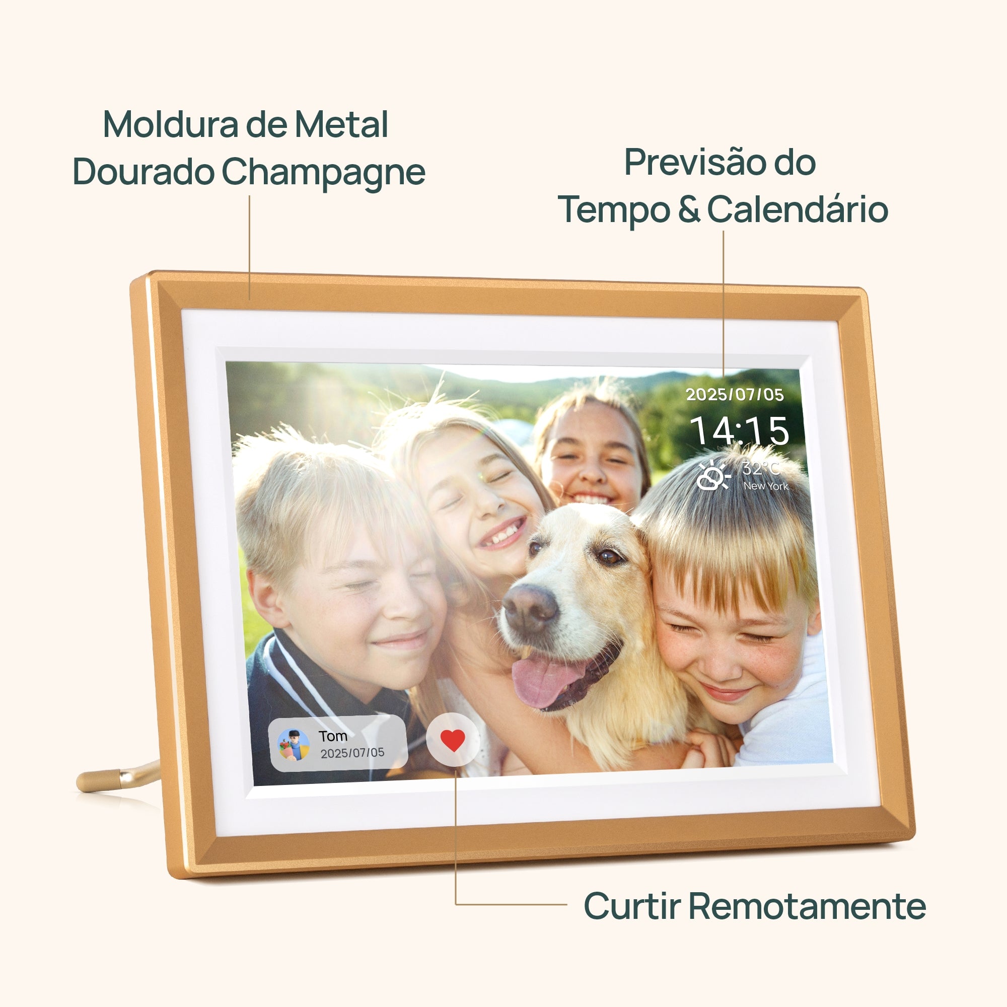 Porta-retratos Digital Arzopa D10 Dourado | Memórias com Estilo Moderno ...