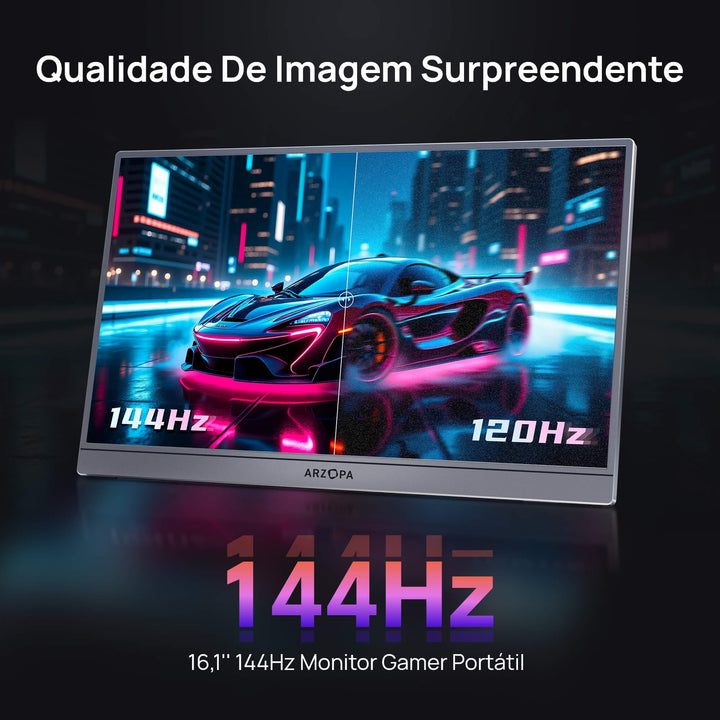 Arzopa Z1FC 16.1'' 144hz IPS Cinza Monitor Portátil Gamer - Com Bolsa Brinde - ARZOPA/BR
