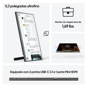 Arzopa A1M 17,3'' Ultrafino Monitor Portátil - 1080P FHD, IPS Tela Extendida - ARZOPA/BR