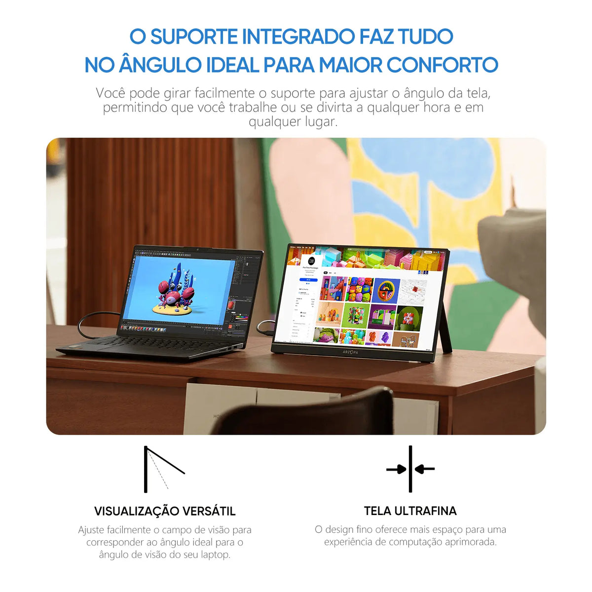 Arzopa A1M 17,3'' Ultrafino Monitor Portátil - 1080P FHD, IPS Tela Extendida - ARZOPA/BR