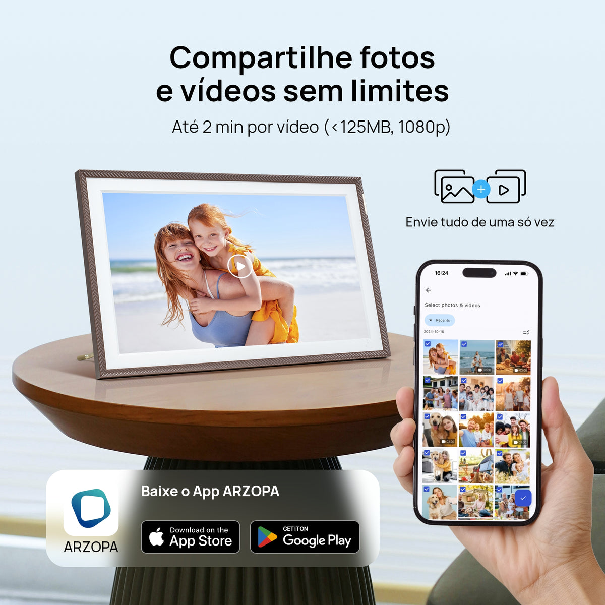 ARZOPA D15 15.6” WiFi Porta - Retrato Digital | Design Retro Marrom e Tela Anti - Reflexo - ARZOPA/BR