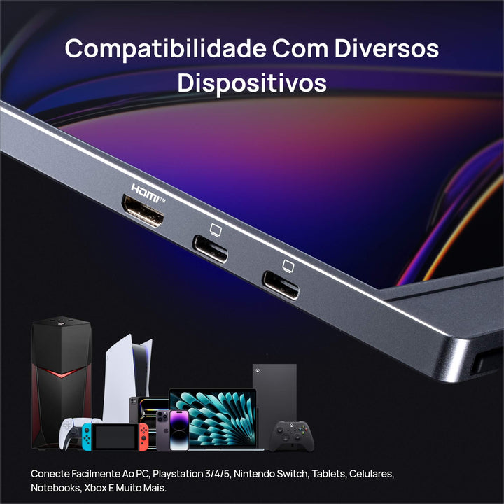 Arzopa Z1FC 16.1'' 144hz IPS Cinza Monitor Portátil Gamer - Com Bolsa Brinde - ARZOPA/BR