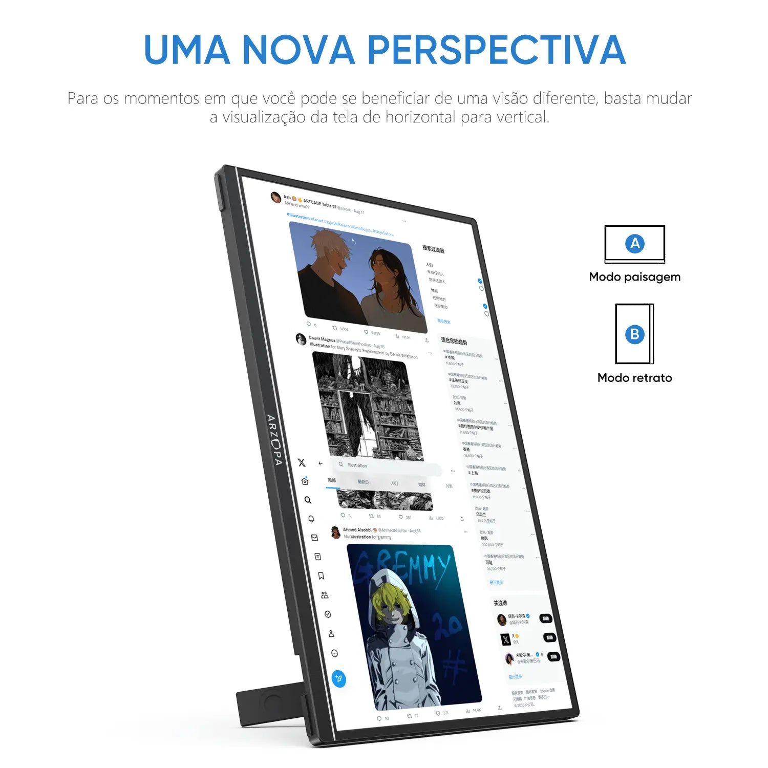 2,5K Monitor Portátil Arzopa Z1RC | 16'' Alta Brilho QHD Tela IPS ...