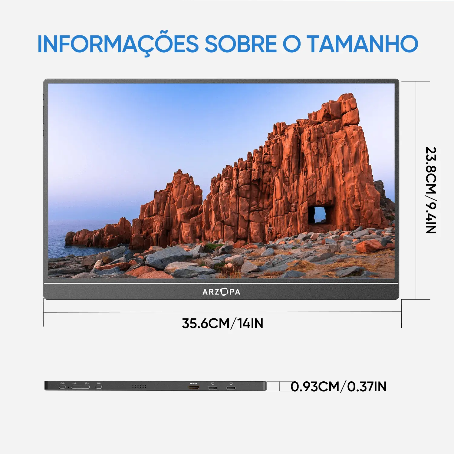 2,5K Monitor Portátil Arzopa Z1RC | 16'' Alta Brilho QHD Tela IPS ...