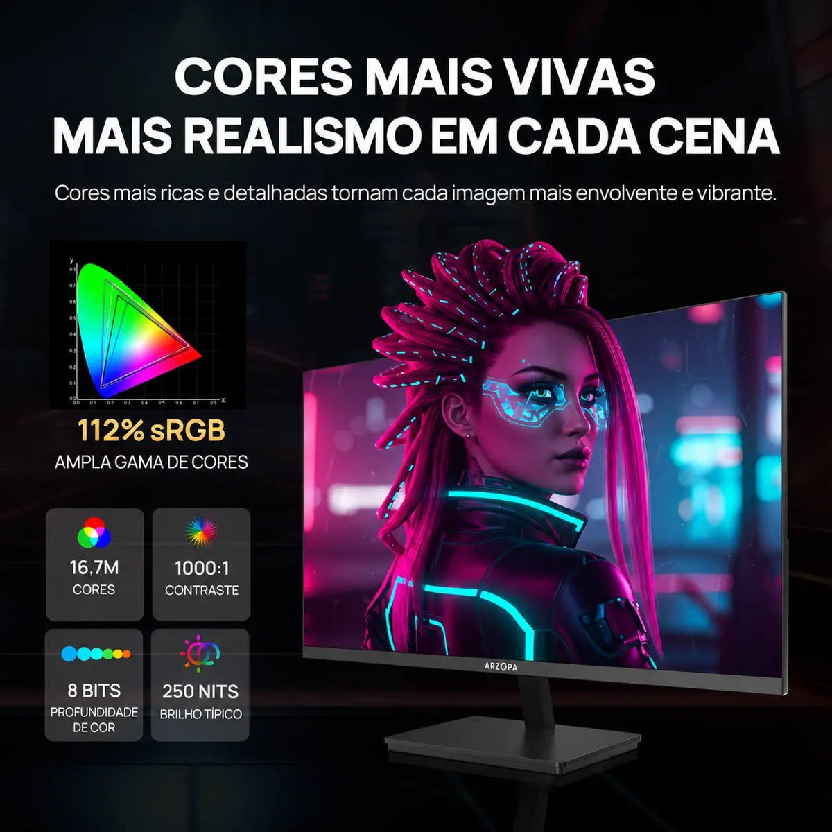 ARZOPA M1RC-27" 180Hz 2K QHD Monitor Gamer - ARZOPA/BR