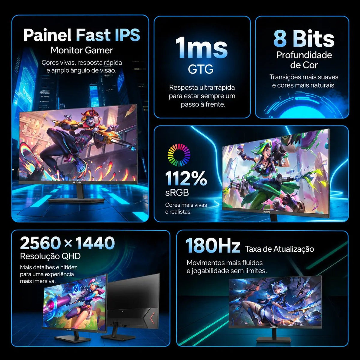 ARZOPA M1RC-27" 180Hz 2K QHD Monitor Gamer - ARZOPA/BR