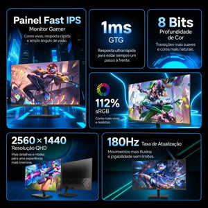 ARZOPA M1RC-27" 180Hz 2K QHD Monitor Gamer - ARZOPA/BR