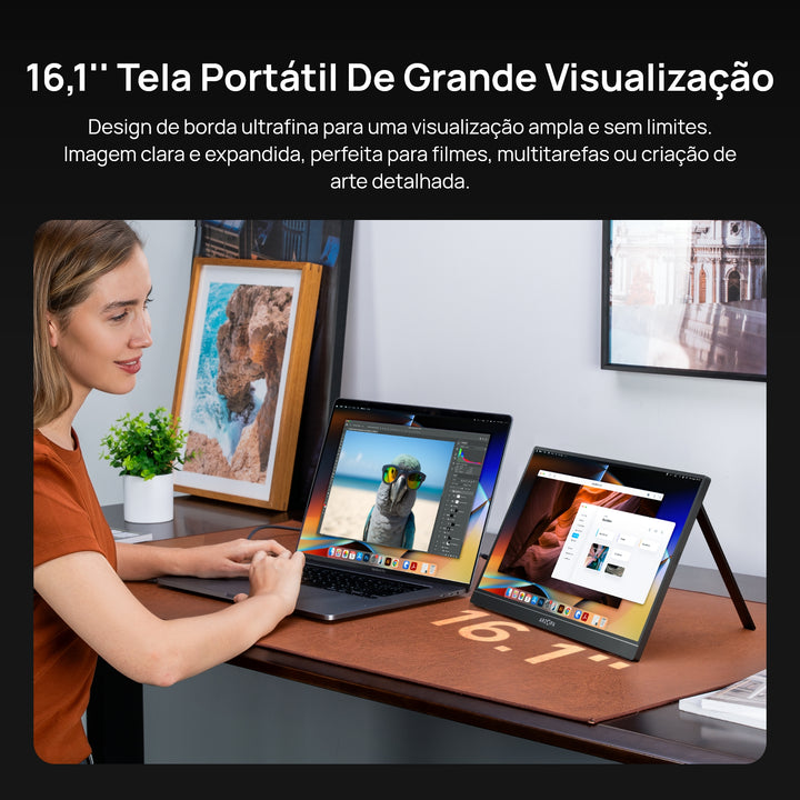 Arzopa Z1C Monitor Portátil - 16.1" Full HD 1080P Extensor de Monitor 100% sRGB - ARZOPA/BR