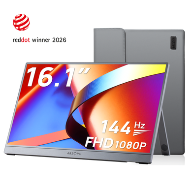 Arzopa Z1FC 16.1'' 144hz IPS Cinza Monitor Portátil Gamer - Com Bolsa Brinde