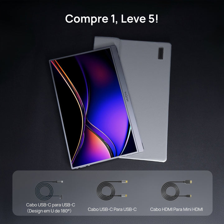 Arzopa Z1FC 16.1'' 144hz IPS Cinza Monitor Portátil Gamer - Com Bolsa Brinde - ARZOPA/BR