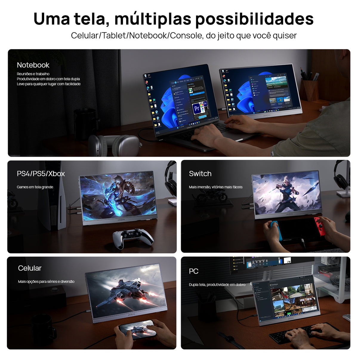 Arzopa Z3FC 16.1'' 180hz Monitor Portátil Gamer 2K QHD - Com Bolsa Brinde - ARZOPA/BR
